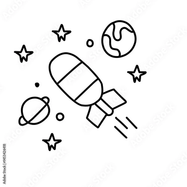 Obraz space rocket line illustration