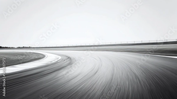 Fototapeta Dynamic race track motion blur evoking speed and sleek monochrome style