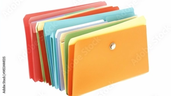 Fototapeta Colorful accordion file folder for organizing documents and paperwork.