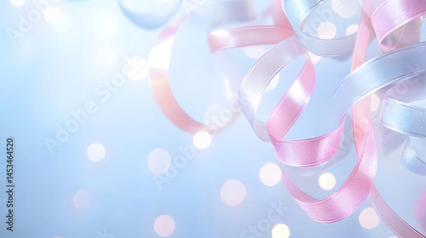 Fototapeta Pastel Celebration Birthday Party Background with Confetti and Balloons Whimsical Atmosphere Joyful Vibes