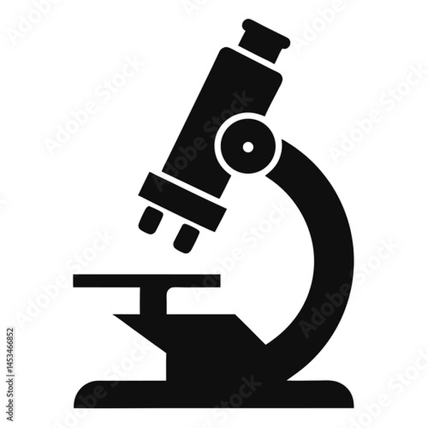 Fototapeta Black microscope structure shows science equipment for laboratory or biological research on a transparent background