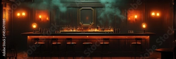 Fototapeta Elegant bar scene with soft lighting and ambiance.