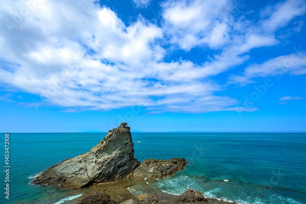 Obraz  ふちぶい岩が映える石垣島の碧い海　御神崎