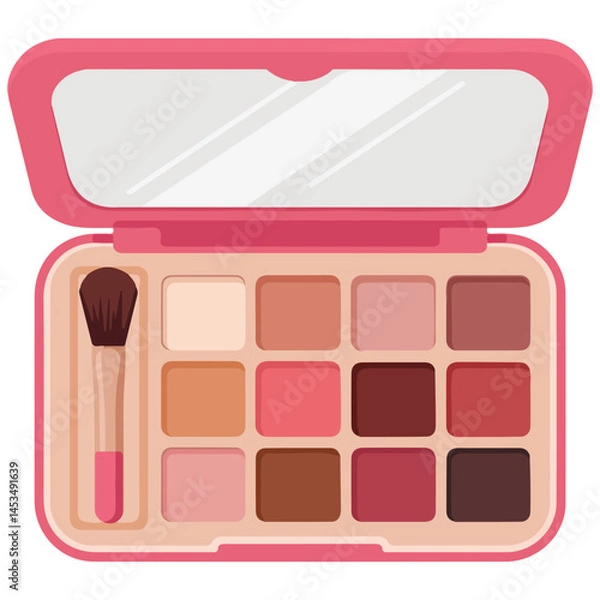 Obraz Eye shadow palette with brush isolated vector illustration on white background