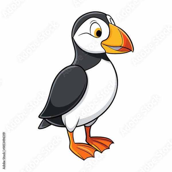 Obraz puffin  cartoon isolated on white