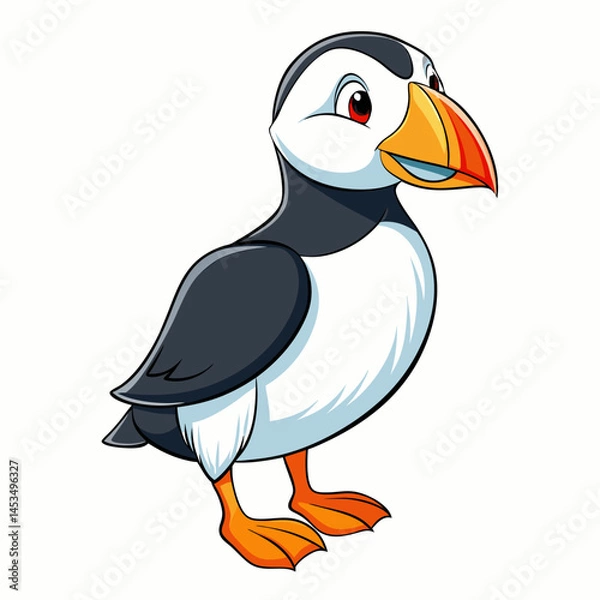 Obraz puffin  cartoon isolated on white
