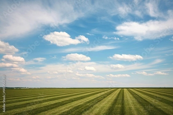 Obraz A vast open field with neatly mowed grass stripes