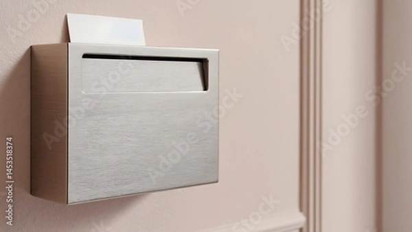 Fototapeta Modern metal mailbox on pink wall