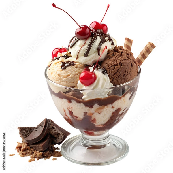 Fototapeta ice cream with chocolate sauce