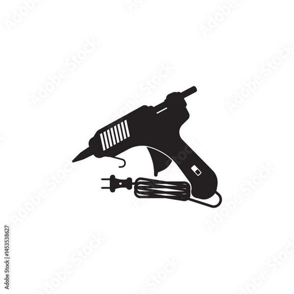 Fototapeta glue gun line vector illustration, isolated on white background.top view