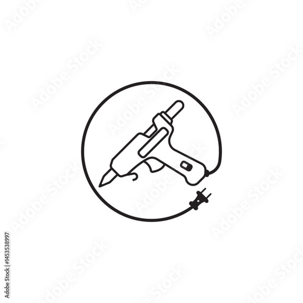 Fototapeta glue gun line vector illustration, isolated on white background.top view