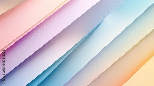 Fototapeta Geometric 3d smooth pastel shapes. Abstract background with light colour palette