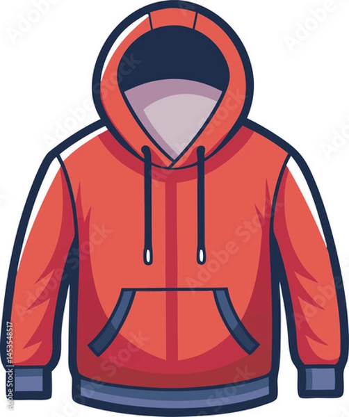 Fototapeta A detailed vector art illustration of a hooded sweatshirt, showcasing clean lines, realistic folds, and modern casual style for graphic design.