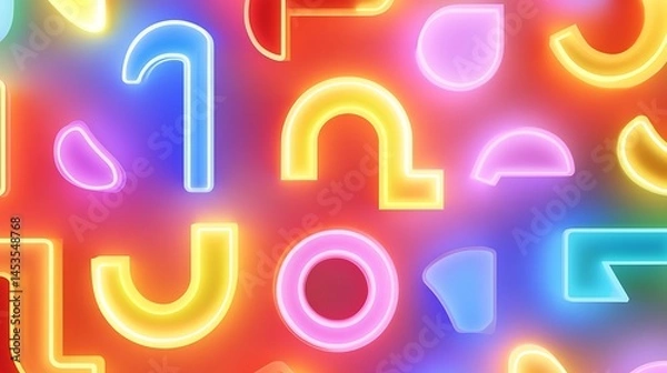 Obraz Vibrant Neon Shapes Pattern