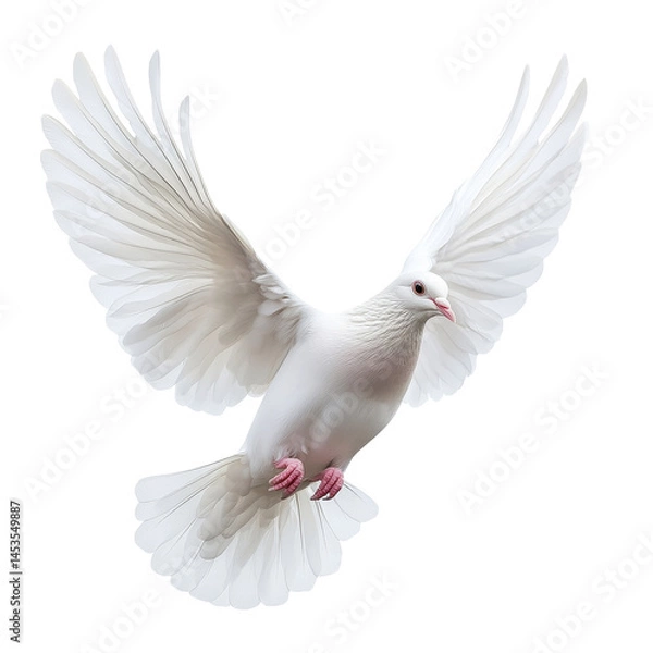 Fototapeta Dove in flight against a clear Transparent background showcasing elegance and grace, Dove isolated PNG background