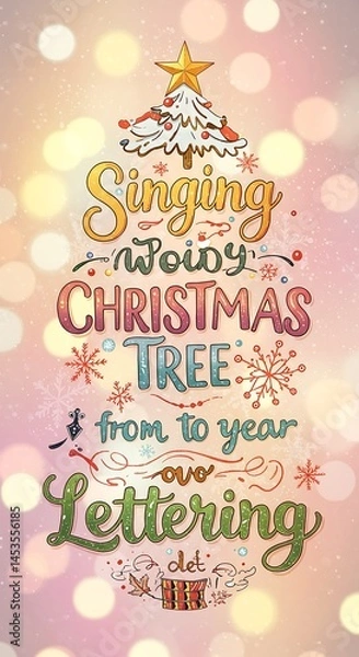 Fototapeta Joyful Christmas Lettering: Pastel Whimsy AI Generated