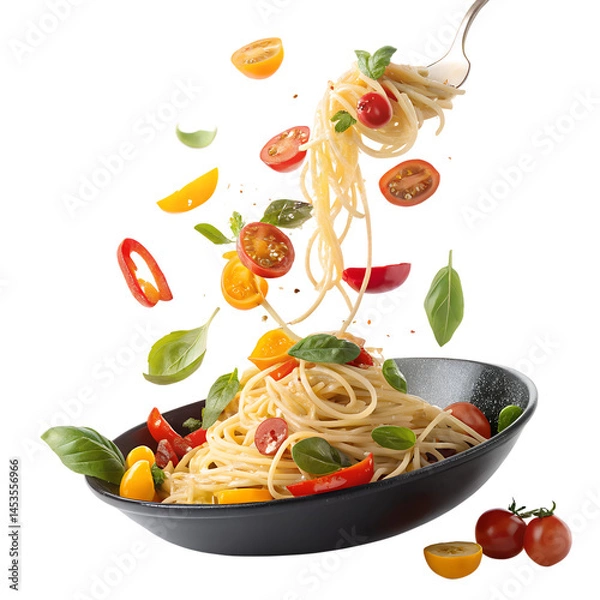 Obraz pasta with vegetables and meat