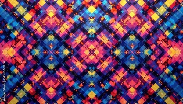Fototapeta Repeating geometric shapes forming a textile design , digital, clean, colorful