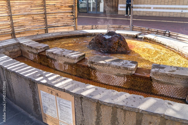 Obraz 日本の大分県の別府の駅前にある手湯の風景