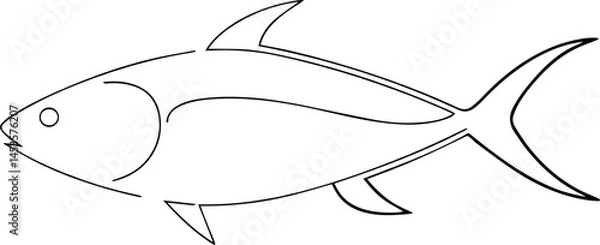 Fototapeta Tuna fish one line vector drawing for seafood or marine design