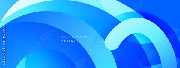 Fototapeta Abstract blue waves create dynamic backdrop. Smooth gradients, overlapping shapes suggest movement, modern aesthetic. Minimal text present.