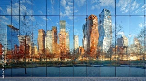 Obraz Urban Skyline Reflected: A Serene Glass Facade Art