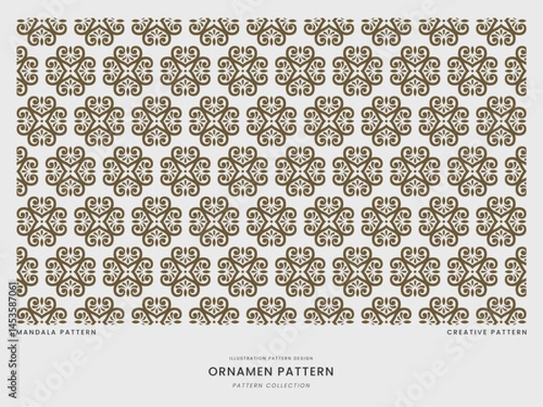 Fototapeta Brown Ornamental Pattern Retro Decorative Seamless Background