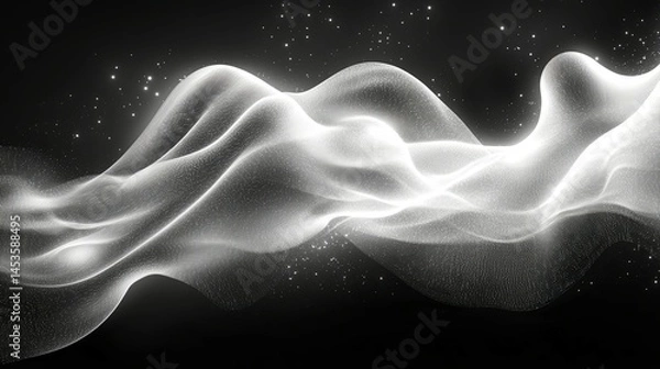 Obraz Elegant White Particle Waves: A Serene Abstract Art Design