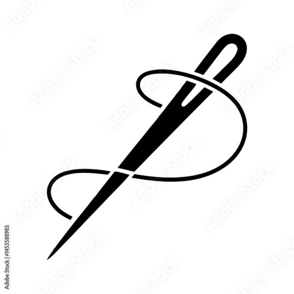 Fototapeta Vector illustration of sewing needle with thread icon for tailoring and stitching design