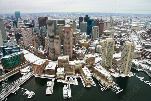 Obraz Boston after snow from air