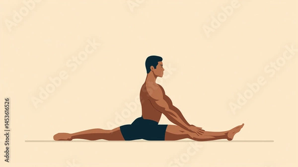 Fototapeta Illustration von Yoga-Posen: Männlicher und weiblicher Yogi in verschiedenen Asanas. Künstliche Intelligenz KI