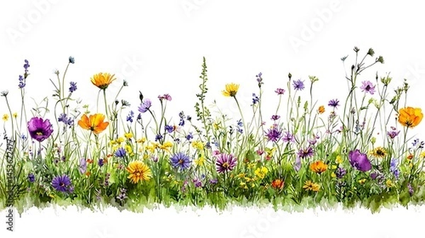 Fototapeta Vibrant wildflower bloom open field nature artwork sunny day close-up beauty in nature
