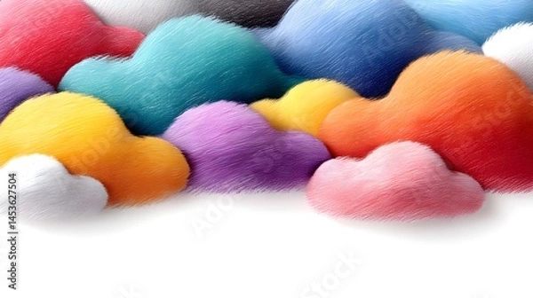 Fototapeta Colorful fluffy clouds in a whimsical arrangement