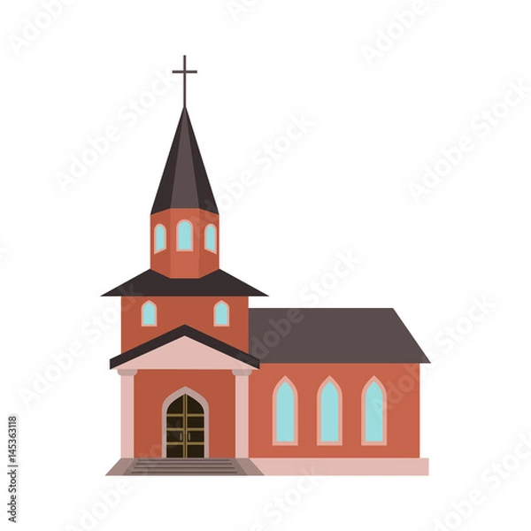 Obraz Catholic church flat icon