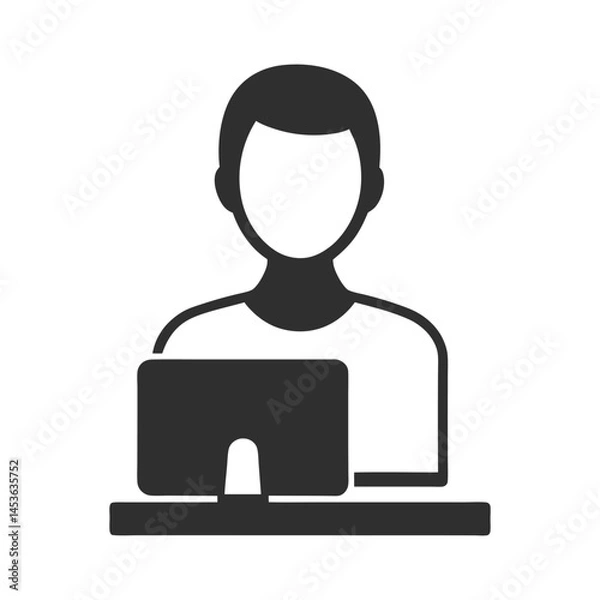 Fototapeta Computer User Information icon of silhouette vector illustration