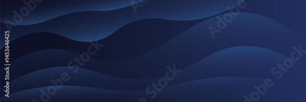 Fototapeta Experience the modern elegance of the abstract gradient wave background. Its dark blue waves create a captivating atmosphere for websites, social media, advertising, and presentations