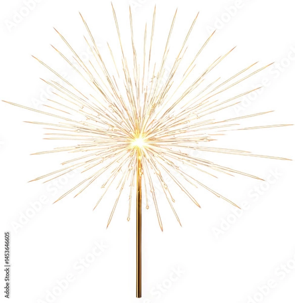 Fototapeta Radiant burst with stem on dark canvas, an abstract sun with golden light and artistic flair.