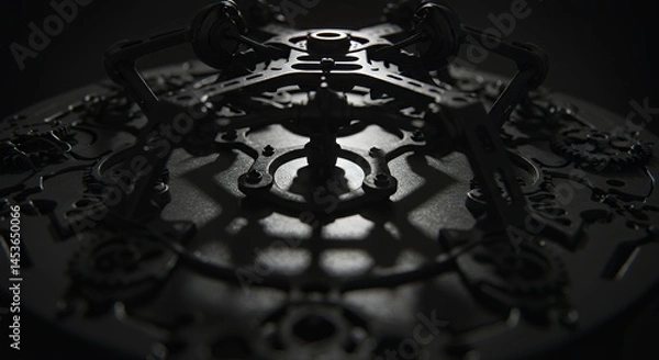 Fototapeta Intricate Clockwork Mechanism: A Study in Shadows and Gears