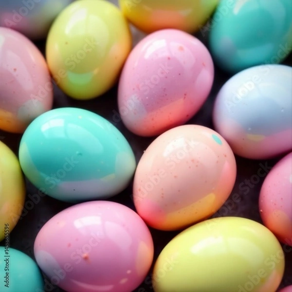 Obraz Vibrant pastel eggs, intricate details, speckled surfaces, art, holiday, photography