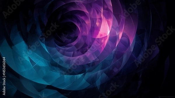 Fototapeta Hypnotic Spiral Motifs with Concentric Circles and Optical Illusions in Soothing Gradient Tones