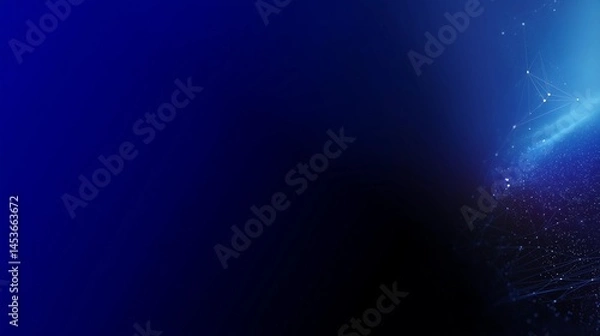 Fototapeta Minimalist Futuristic Deep Space Background with Electric Blue Gradient and Abstract Network Lines