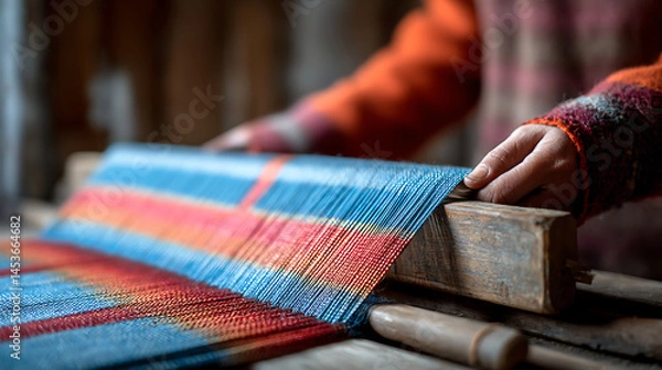 Fototapeta Weaving Colorful Threads: A Handcrafting Tradition
