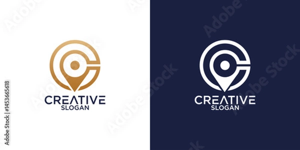 Obraz initial c pin location abstract monogram logo vector design