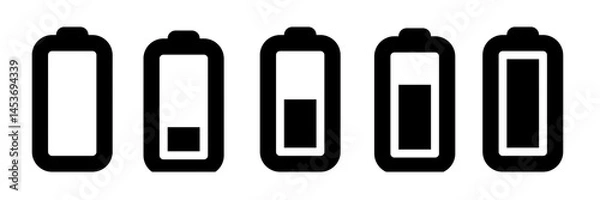 Fototapeta set of battery icons,set of black battery icons
