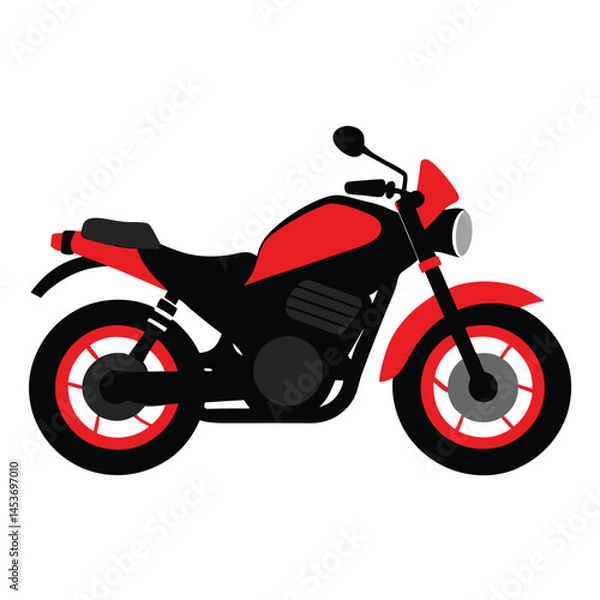 Obraz black and red realistic motorcycle on white background