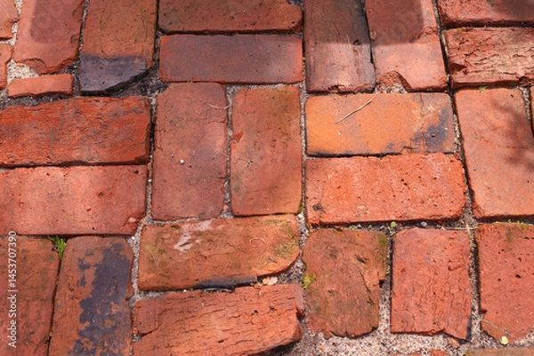 Fototapeta playground is made of old red brick. recreation area.
