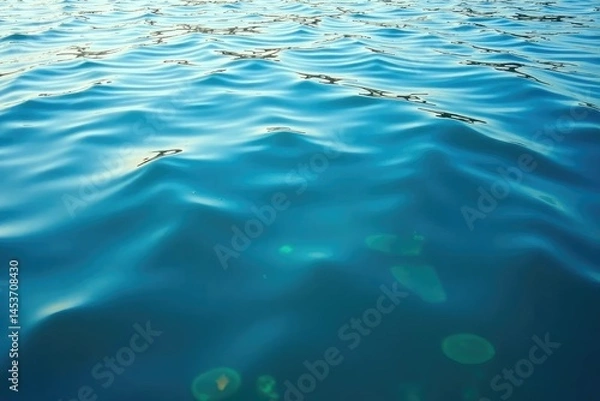 Fototapeta Smooth lake surface with subtle wind-created texture, irregular lines, autumn, winter