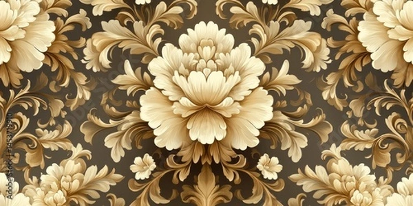 Fototapeta Ornate floral pattern in muted tones.