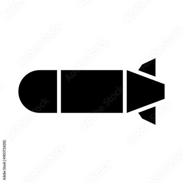 Fototapeta Simple torpedo silhouette icon. Vector.
