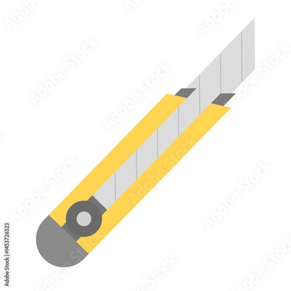 Fototapeta Flat design yellow utility knife icon. Vector.